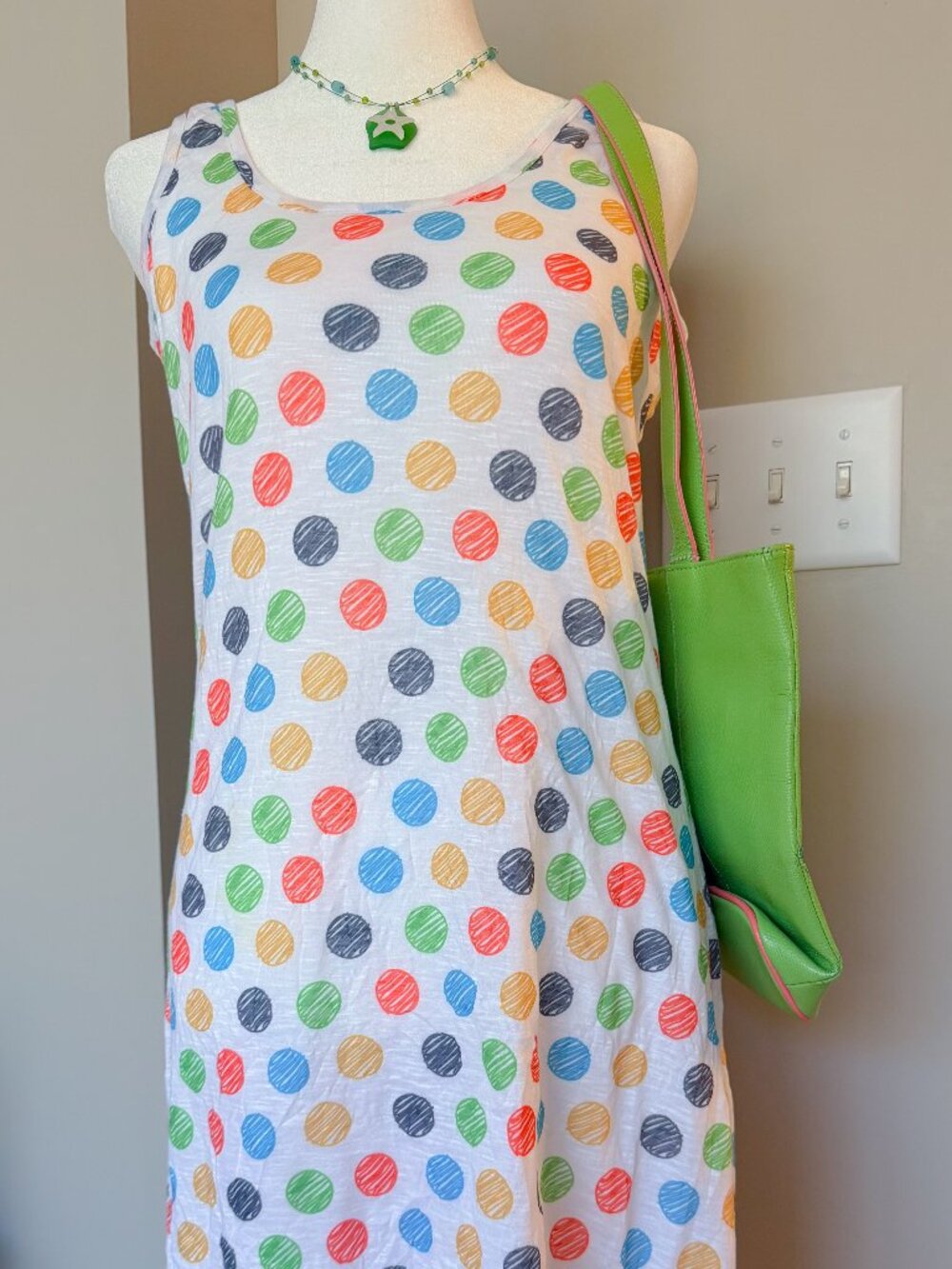 Tango Mango White Polka Dot Tank Short Dress– Size X-Small